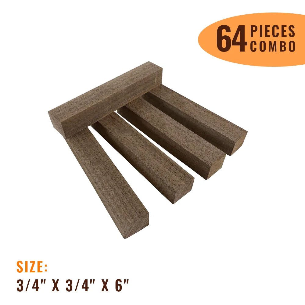 Pack of 64, Black Walnut  Wood Pen Blanks 3/4&quot; x 3/4&quot; x 6” | Free Shipping - Exotic Wood Zone - Buy online Across USA 