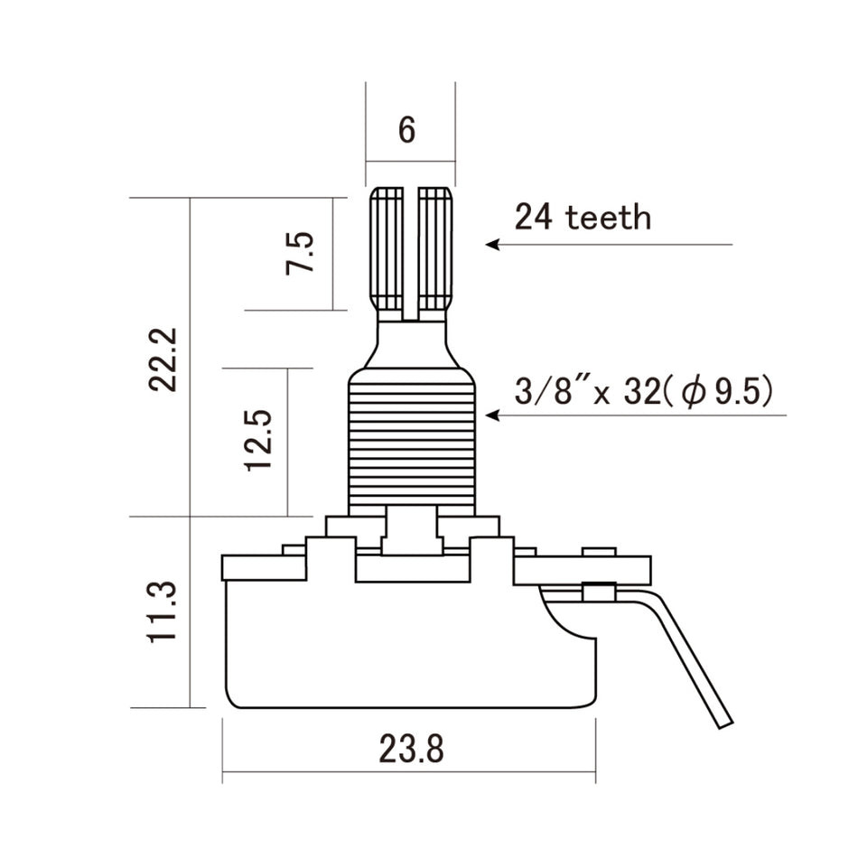 CTS Control Potentiometer, 250K Audio Taper, Regular Shaft (inch) by JOBOIS