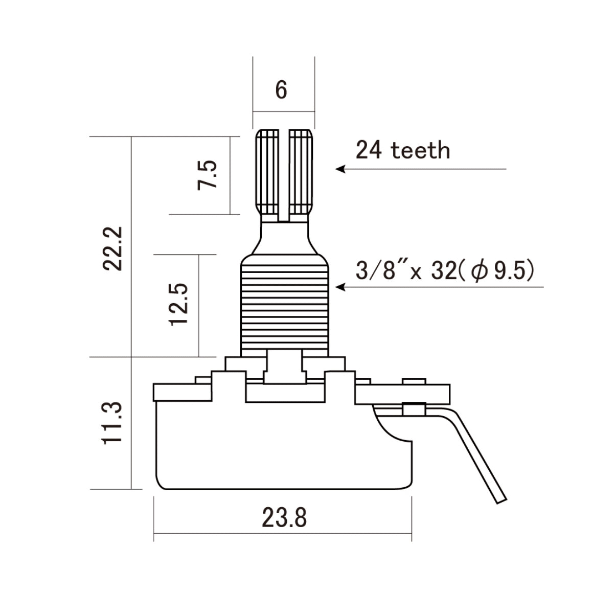 CTS Control Potentiometer, 500K Linear Taper, Regular Shaft (inch) Exotic Wood Zone 