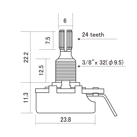 CTS Control Potentiometer, 500K Linear Taper, Regular Shaft (inch) Exotic Wood Zone 