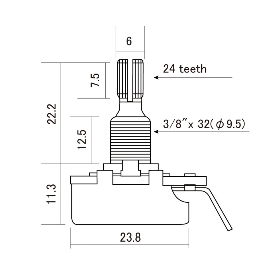 CTS Control Potentiometer, 500K Linear Taper, Regular Shaft (inch) Exotic Wood Zone 