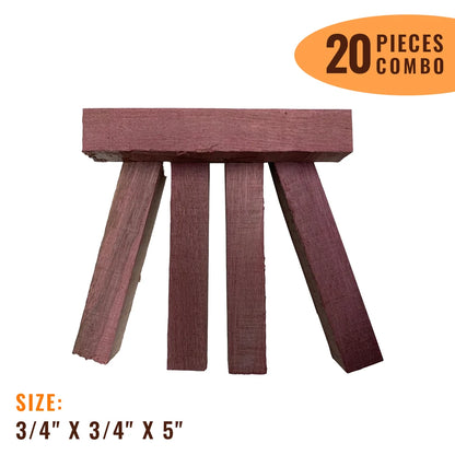 Pack Of 20, Purple Heart Wood Pen Blanks 3/4&quot; x 3/4&quot; x 5&quot; - Exotic Wood Zone - Buy online Across USA 