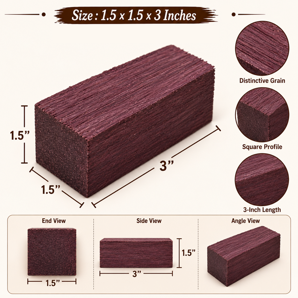 Lot de 5 ébauches de tournage en bois d'ébène noir et blanc 5 x 5 x 7,6 cm pour bouchons de bouteille, bagues, bijoux, appeaux, manches d'outils