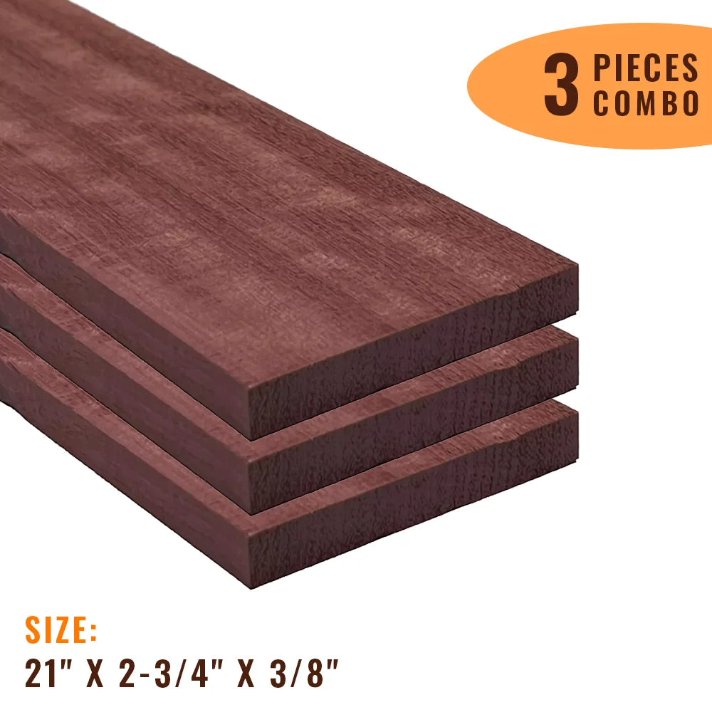 Pack Of 3, Purpleheart Guitar Fingerboard Blanks 21&quot; x 2-3/4&quot; x 3/8&quot; - Exotic Wood Zone - Buy online Across USA 