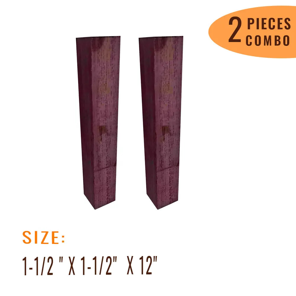 Pack of 2, Purpleheart Turning Wood Blanks 1-1/2 x 1-1/2 x 12 inches - Exotic Wood Zone - Buy online Across USA 