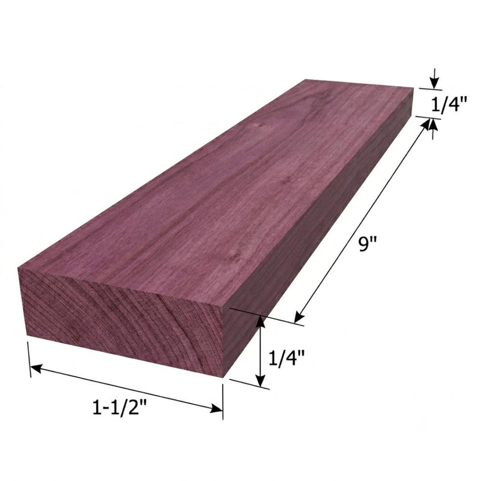 Purpleheart Inlay Blank 1/4" x 1-1/2" x 9" – Kiln Dried for Decorative Inlay, Knife Scales & Musical Instruments
