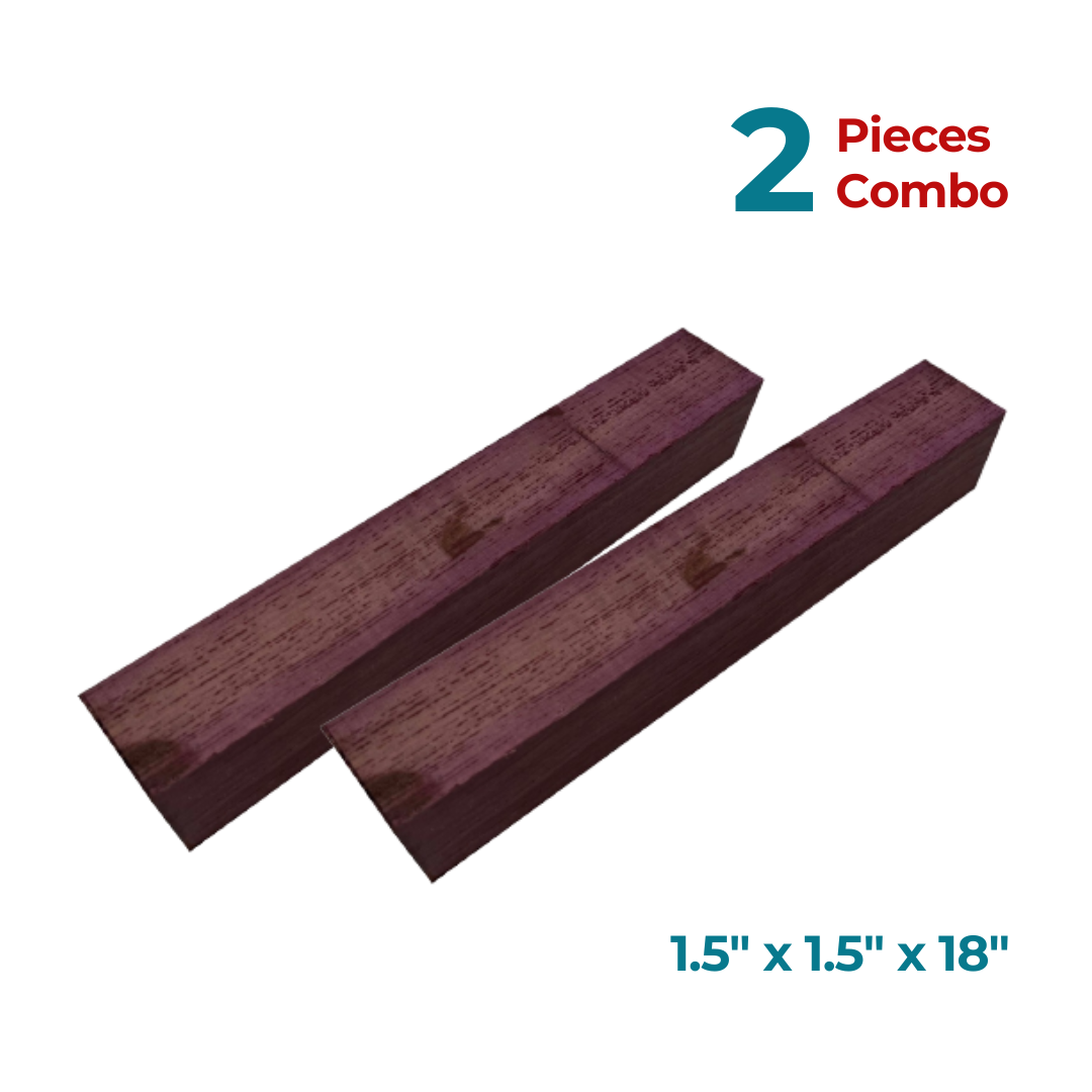 Pack Of 2,Purpleheart Turning Blanks 1-1/2&quot; x 1-1/2&quot; x 18&quot; - Exotic Wood Zone - Buy online Across USA 