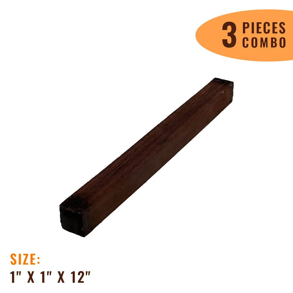Pack of 3, Indian Rosewood Hobby Wood/ Turning Wood Blanks 1 x 1 x 12 inches - Exotic Wood Zone - Buy online Across USA 
