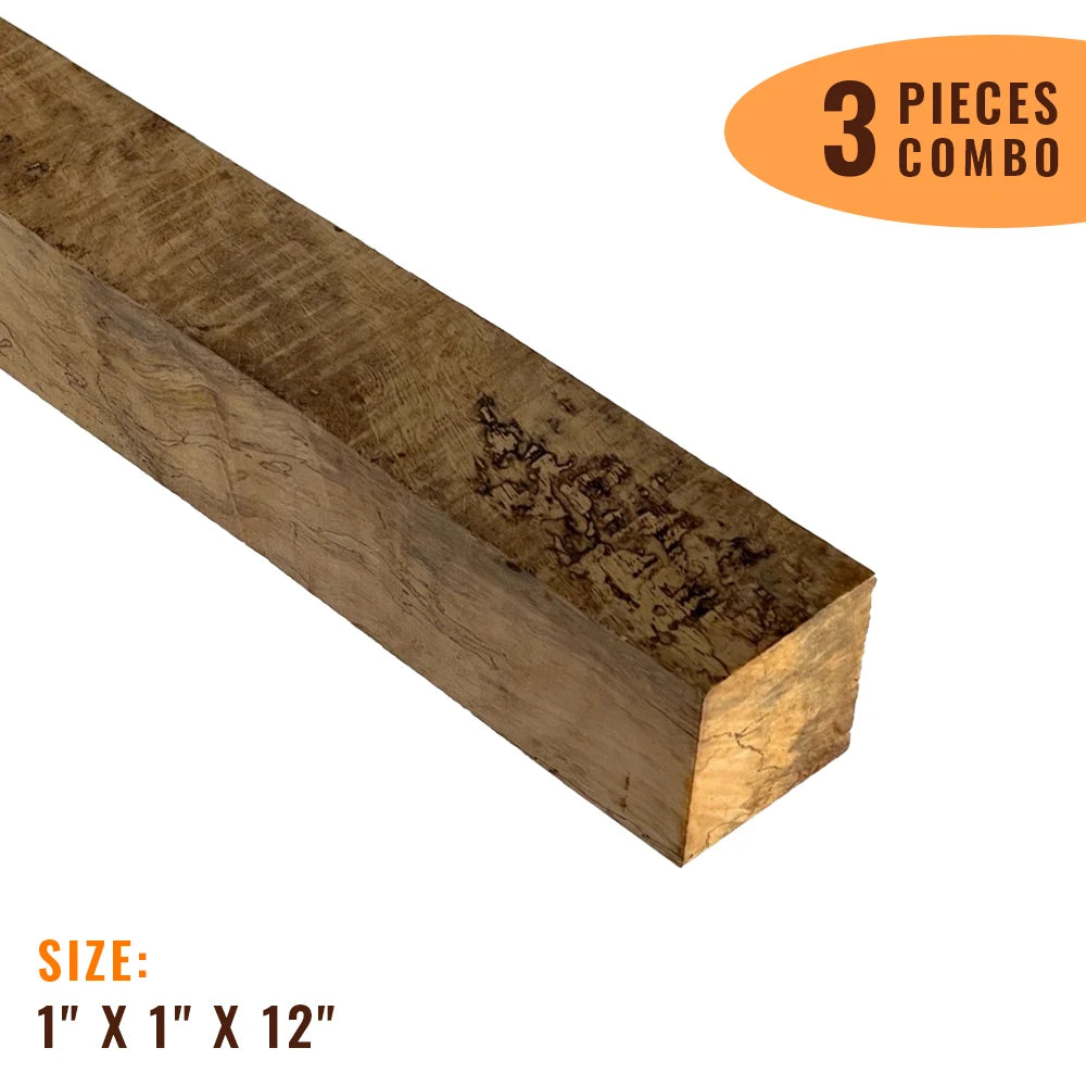 Pack of 3, Spalted Tamarind Hobby Wood/ Turning Wood Blanks 1 x 1 x 12 inches - Exotic Wood Zone - Buy online Across USA 