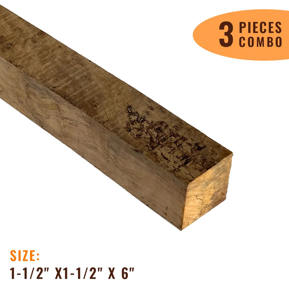 Pack of 3, Spalted Tamarind Wood Turning Blanks 1-1/2"x 1-1/2"x 6" - Exotic Wood Zone - Buy online Across USA 