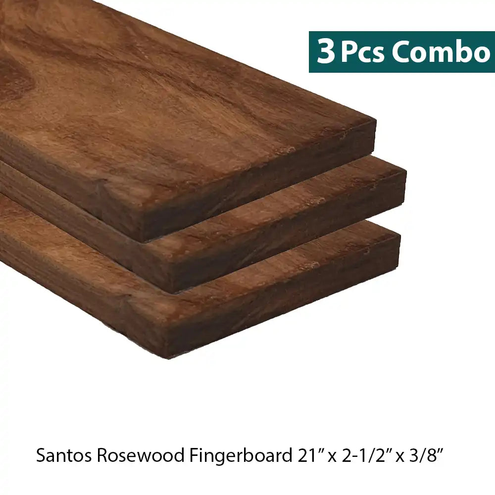 Pack of 3, Santos Rosewood Fingerboards/Fretboards Blanks 21&quot; x 2-1/2&quot; x 3/8&quot; - Exotic Wood Zone - Buy online Across USA 