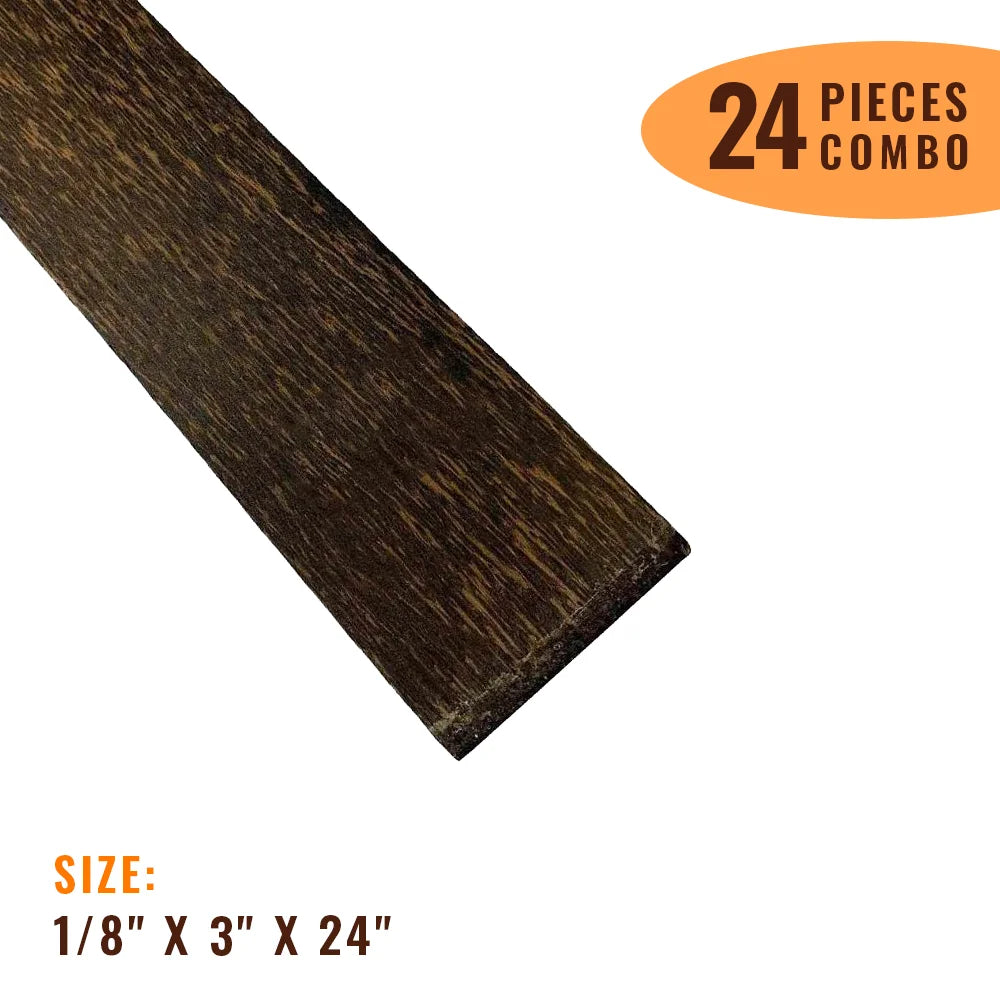 Pack Of 24, Black Palm Thin Stock Lumber Blanks - 1/8&quot; x 3&quot; x 18&quot; | Free Shipping - Exotic Wood Zone - Buy online Across USA 