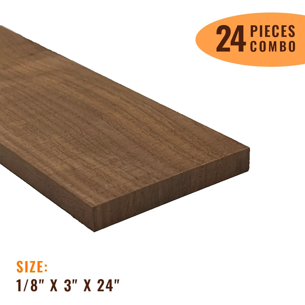 Pack Of 24,Walnut Thin Stock Lumber Blanks - 1/8&quot; x 3&quot; x 18&quot; | Free Shipping - Exotic Wood Zone - Buy online Across USA 