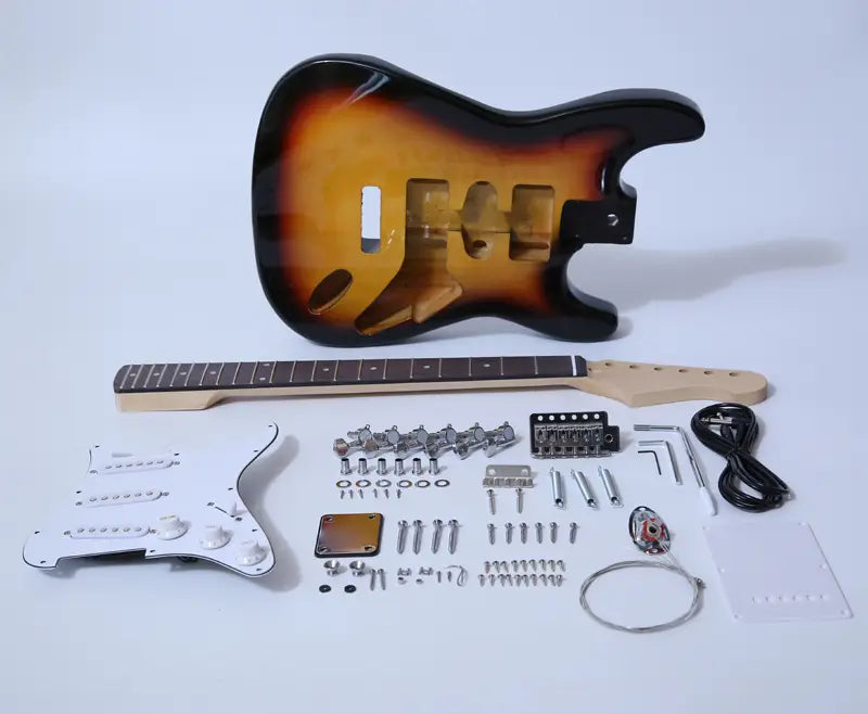 JOBOIS ST-Style DIY Electric Guitar Kit With Finished Sunburst Body