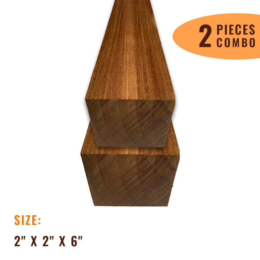 Pack Of 2, Honduran Mahogany Turning Square Wood Blanks 6"x2"x2" - Exotic Wood Zone - Buy online Across USA 