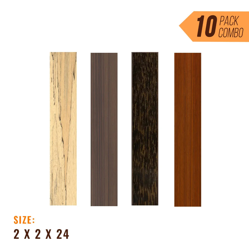 Combo Pack of 4, Turning Blanks 2” x 2” x 24” (Rosewood, Black Palm, Padauk, Tamarind) - Exotic Wood Zone - Buy online Across USA 