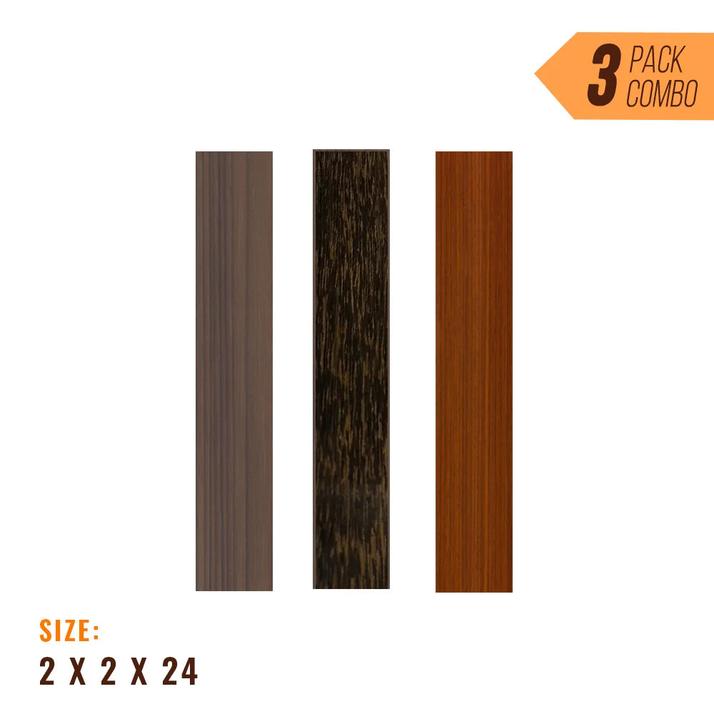 Combo Pack of 3, Turning Blanks 2” x 2” x 24” (Indian Rosewood, Padauk, Black Palm) - Exotic Wood Zone - Buy online Across USA 