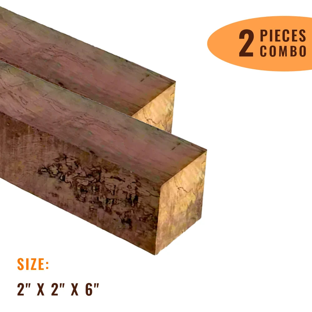 Pack Of 2, Spalted Tamarind Turning Square Wood Blanks 6&quot;x2&quot;x2&quot; - Exotic Wood Zone - Buy online Across USA 