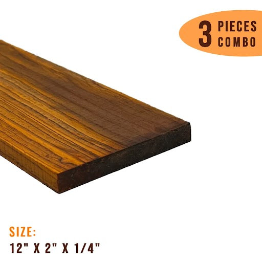 Pack of 3, Cocobolo Ukulele Guitar Fingerboard Blank 12&quot; x 2&quot; x 1/4&quot; - Exotic Wood Zone - Buy online Across USA 