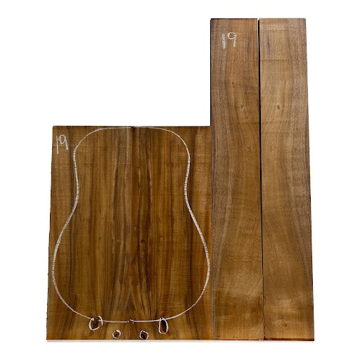 Curly Flame Hawaiian Koa Dreadnought Guitar Back & Side Set #19 - Exotic Wood Zone - Buy online Across USA 