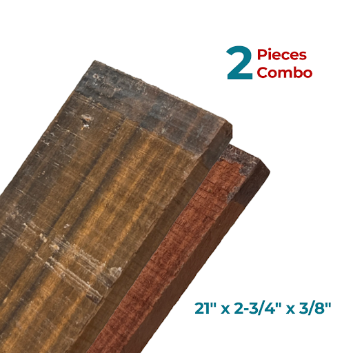 Pack of 2 Fingerboard - 21&quot; x 2-3/4&quot; x 3/8&quot; ( Rosewood, Crelicam Ebony) - Exotic Wood Zone - Buy online Across USA 