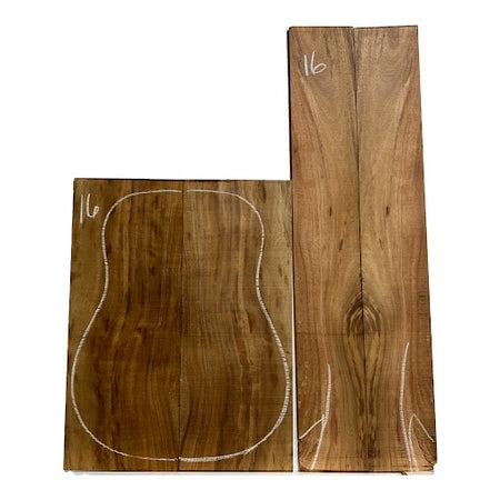 Curly Flame Hawaiian Koa Dreadnought Guitar Back & Side Set #16 - Exotic Wood Zone - Buy online Across USA 