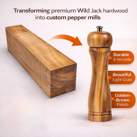 Golden Wild Jack Wood Turning Square - 3x3 Rare Exotic Blank for Salt and Pepper Mills - Exotic Wood Zone