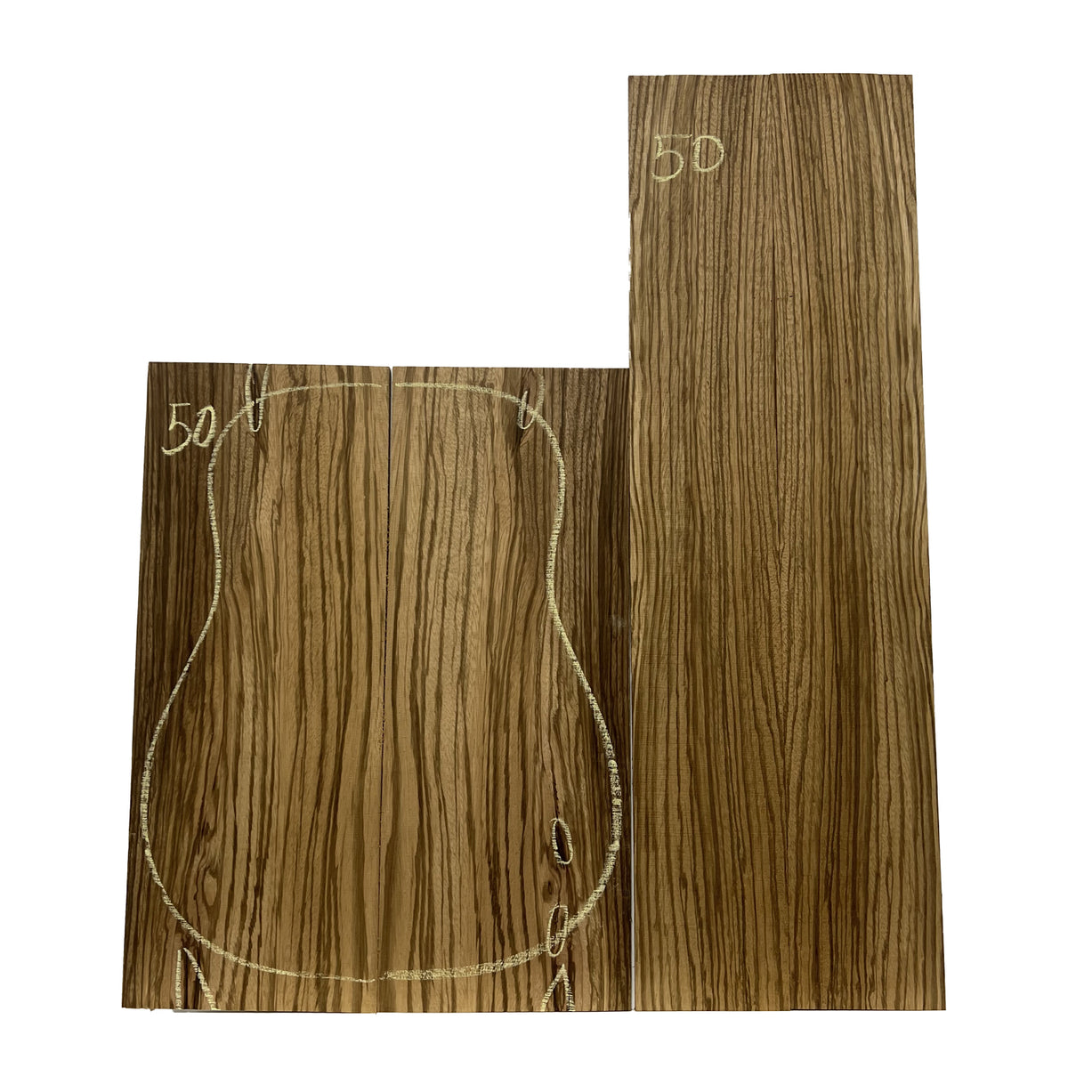 Zebrawood Dreadnought Guitar Back and Side Set #50 - Exotic Wood Zone - Buy online Across USA 