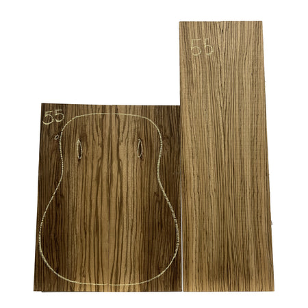 Zebrawood Dreadnought Guitar Back and Side Set #55 - Exotic Wood Zone - Buy online Across USA 