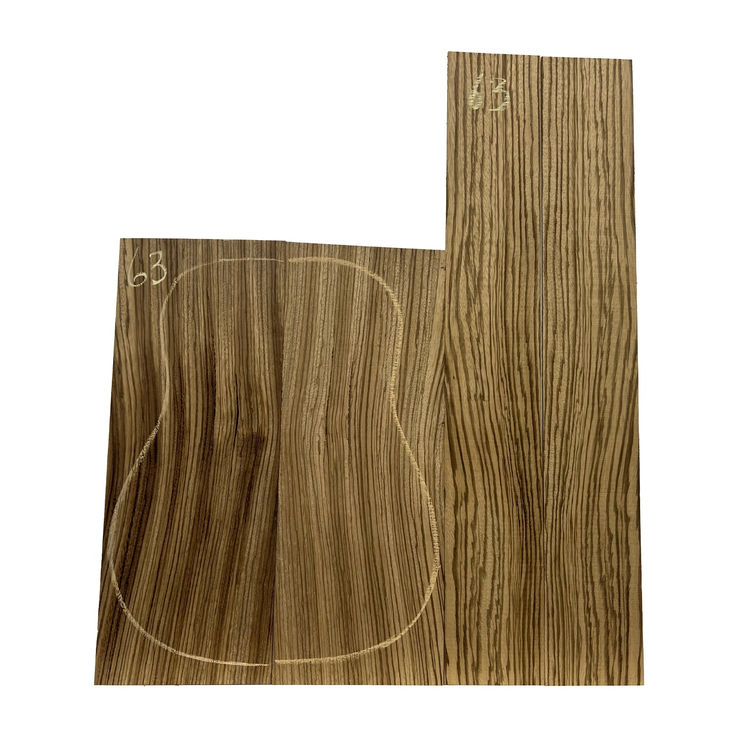 Zebrawood Dreadnought Guitar Back and Side Set #63 - Exotic Wood Zone - Buy online Across USA 