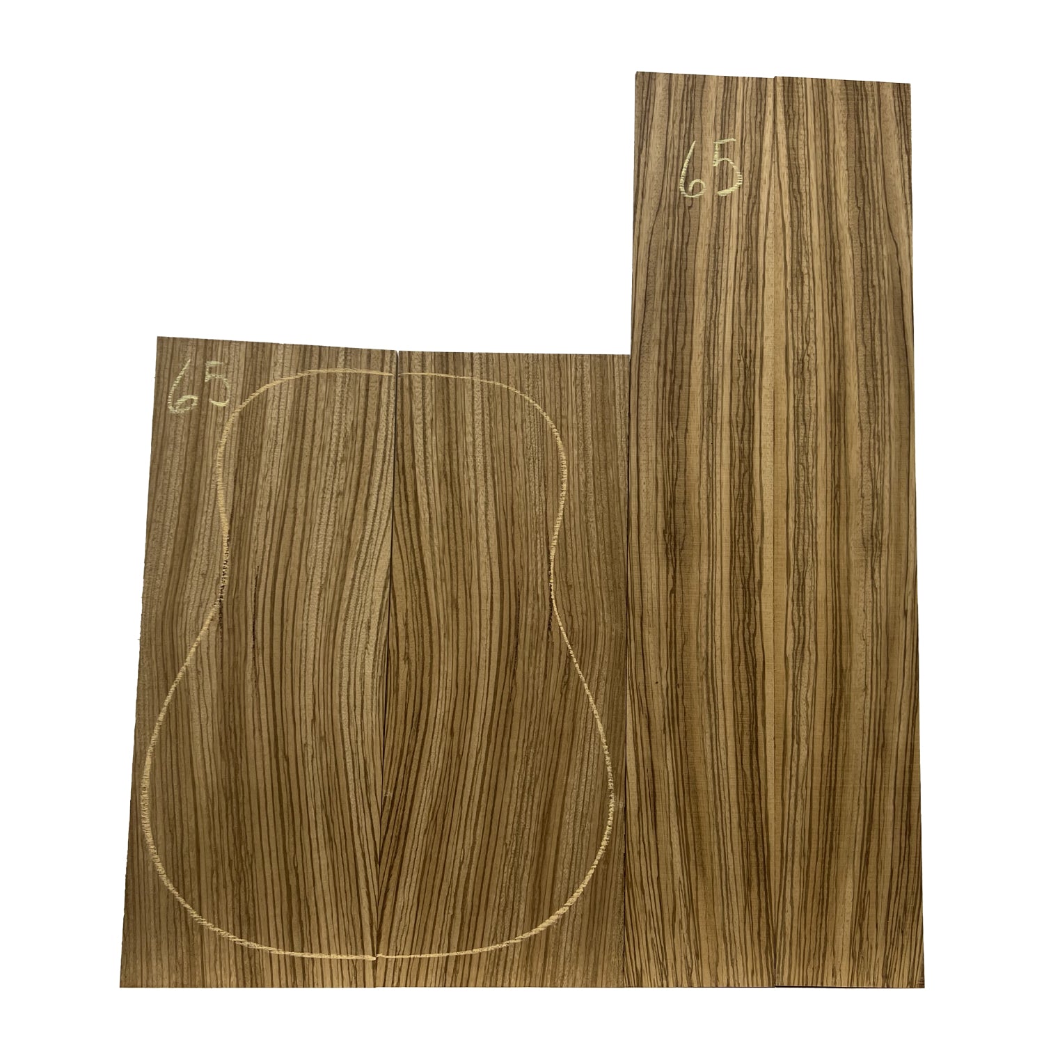 Zebrawood Dreadnought Guitar Back and Side Set #65 - Exotic Wood Zone - Buy online Across USA 