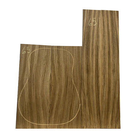 Zebrawood Dreadnought Guitar Back and Side Set #65 - Exotic Wood Zone - Buy online Across USA 