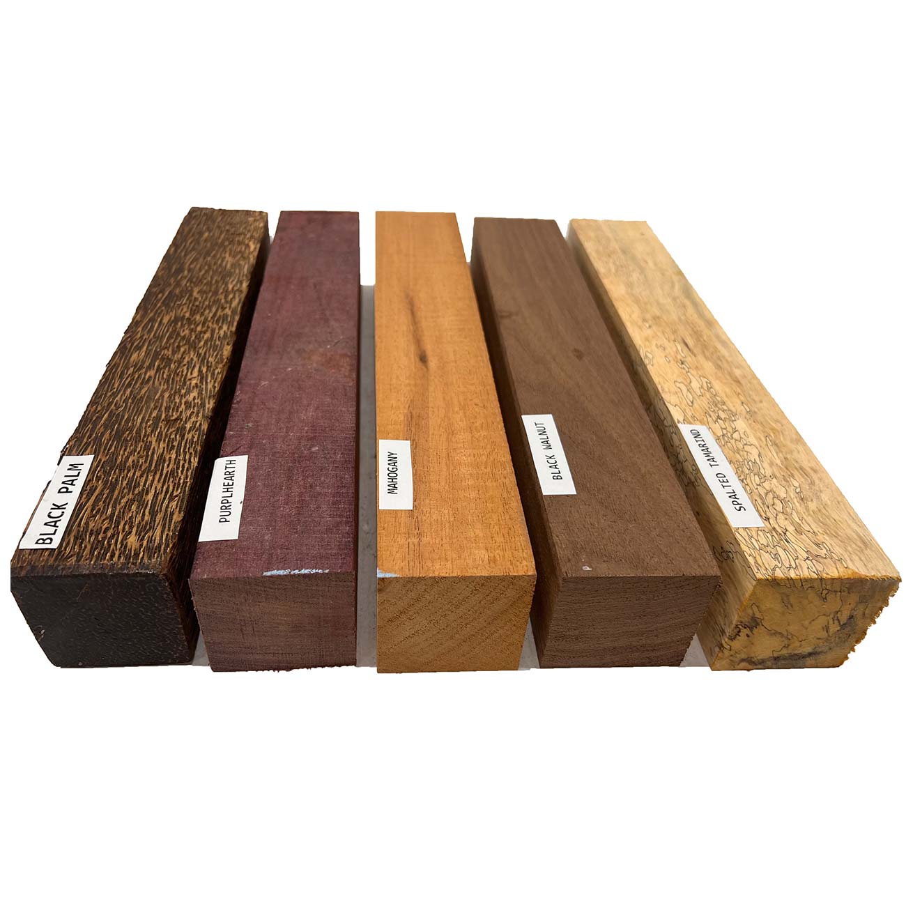 Pack Of 5, Turning Wood Blanks 2&quot; x 2&quot; x 12&quot; | (Spalted Tamarind, Black Palm, Mahogany, Purpleheart, Walnut) - Exotic Wood Zone - Buy online Across USA 