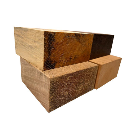 Pack Of 4, Bowl Blanks 6&quot; x 6&quot; x 3&quot; | (Spalted Tamarind, Mango, Mahogany, Purpleheart) - Exotic Wood Zone - Buy online Across USA 
