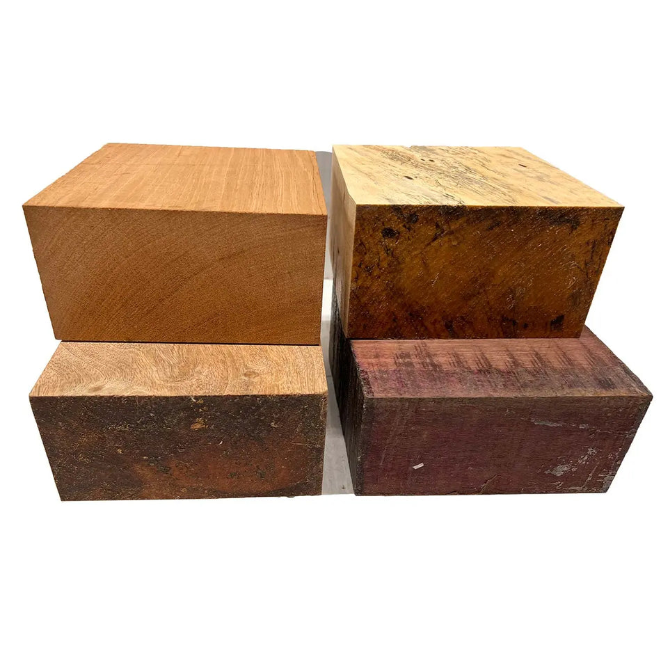 Pack Of 4, Bowl Blanks 6" x 6" x 3" | (Tamarind, Mango, Mahogany, Purpleheart) - Exotic Wood Zone - Buy online Across USA 