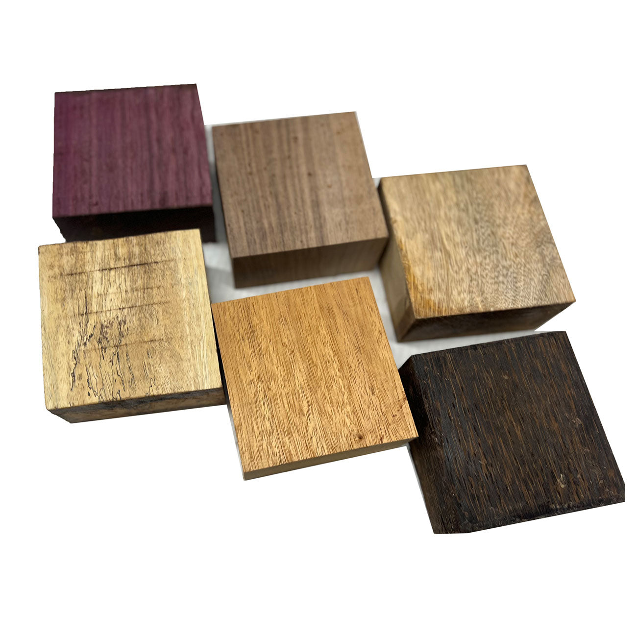 Pack Of 6 Bowl Blanks , 4&quot; x 4&quot; x 2&quot; | ( Mango ,Walnut ,Mahogany , Spalted Tamarind ,Purpleheart , Black Palm ) - Exotic Wood Zone - Buy online Across USA 