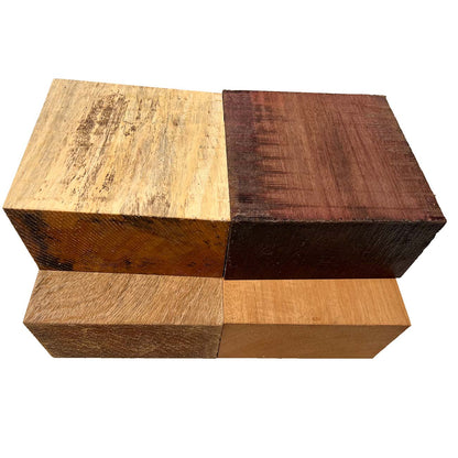 Pack Of 4, Bowl Blanks 6&quot; x 6&quot; x 3&quot; | (Spalted Tamarind, Mango, Mahogany, Purpleheart) - Exotic Wood Zone - Buy online Across USA 