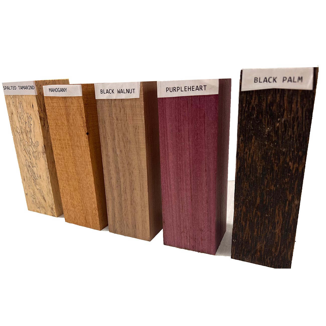 Pack Of 5, Turning Wood Blanks 2&quot; x 2&quot; x 6&quot; | (Spalted Tamarind, Black Palm, Mahogany, Purpleheart, Walnut) - Exotic Wood Zone - Buy online Across USA 