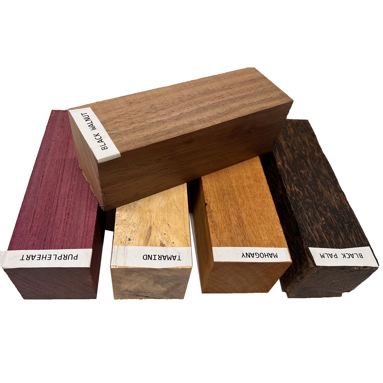 Pack Of 5, Turning Wood Blanks 2&quot; x 2&quot; x 6&quot; | (Tamarind, Black Palm, Mahogany, Purpleheart, Walnut) - Exotic Wood Zone - Buy online Across USA 
