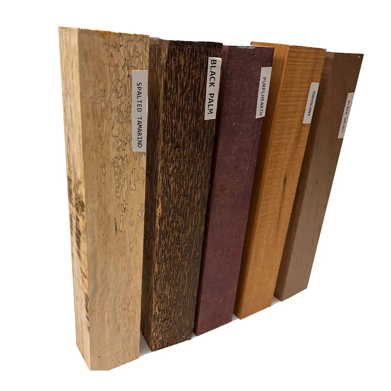 Pack Of 5, Turning Wood Blanks 2&quot; x 2&quot; x 12&quot; | (Spalted Tamarind, Black Palm, Mahogany, Purpleheart, Walnut) - Exotic Wood Zone - Buy online Across USA 