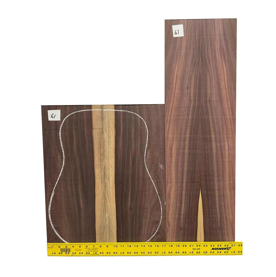 Bi-Color Katalox /Mexican Royal Ebony Dreadnought Guitar Back & Side Set #61 - Exotic Wood Zone - Buy online Across USA 