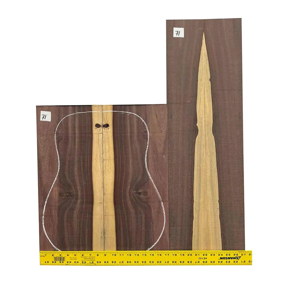 Bi-Color Katalox /Mexican Royal Ebony Dreadnought Guitar Back & Side Set #71 - Exotic Wood Zone - Buy online Across USA 