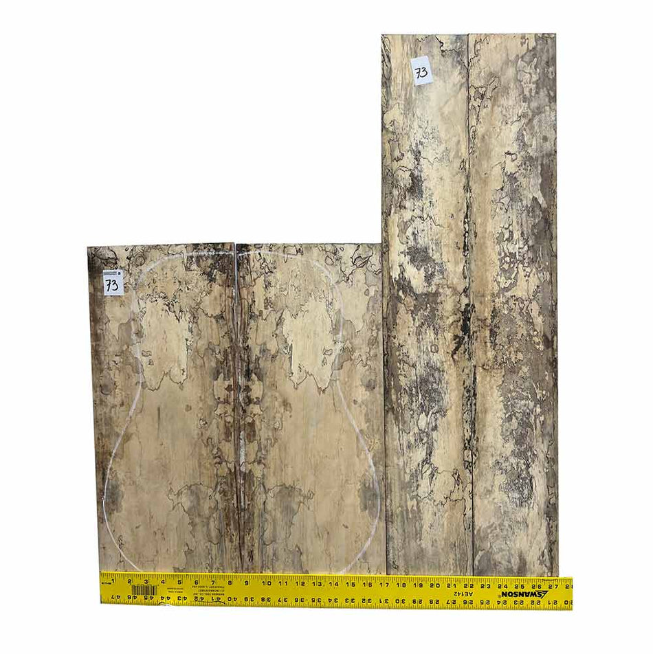 Spalted Tamarind Dreadnought Guitar Back & Side Set Bookmatched #73 - Exotic Wood Zone - Buy online Across USA 