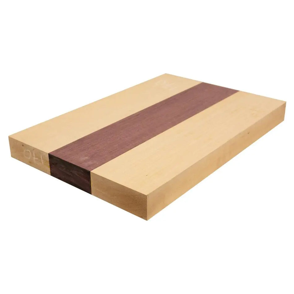 Hard Maple & Purpleheart Guitar Body Blanks, 3 Pieces Glued- 21" x 14" x 2" - Exotic Wood Zone - Buy online Across USA 