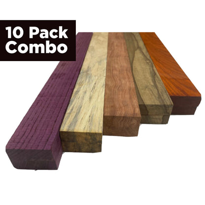 Combo Pack Of 10, 5 Species, Cutting Boards/Thin Dimensional Lumber (Purpleheart,Spalted Tamarind,Bubinga,Black Limba,Padauk ) - Exotic Wood Zone - Buy online Across USA 