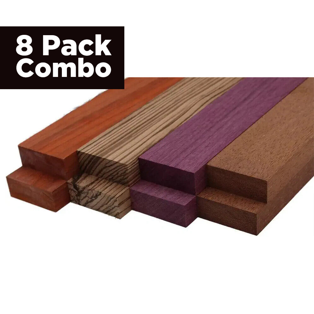Combo Pack Of 8, 4 Species, Cutting Boards/Thin Dimensional Lumber ( Padauk, Zebrawood,Purpleheart,Merbau ) - Exotic Wood Zone - Buy online Across USA 