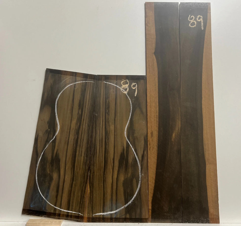 Rare Exotic Palemoon Ebony Classical Guitar Back and Side Set #89 - Exotic Wood Zone - Buy online Across USA 