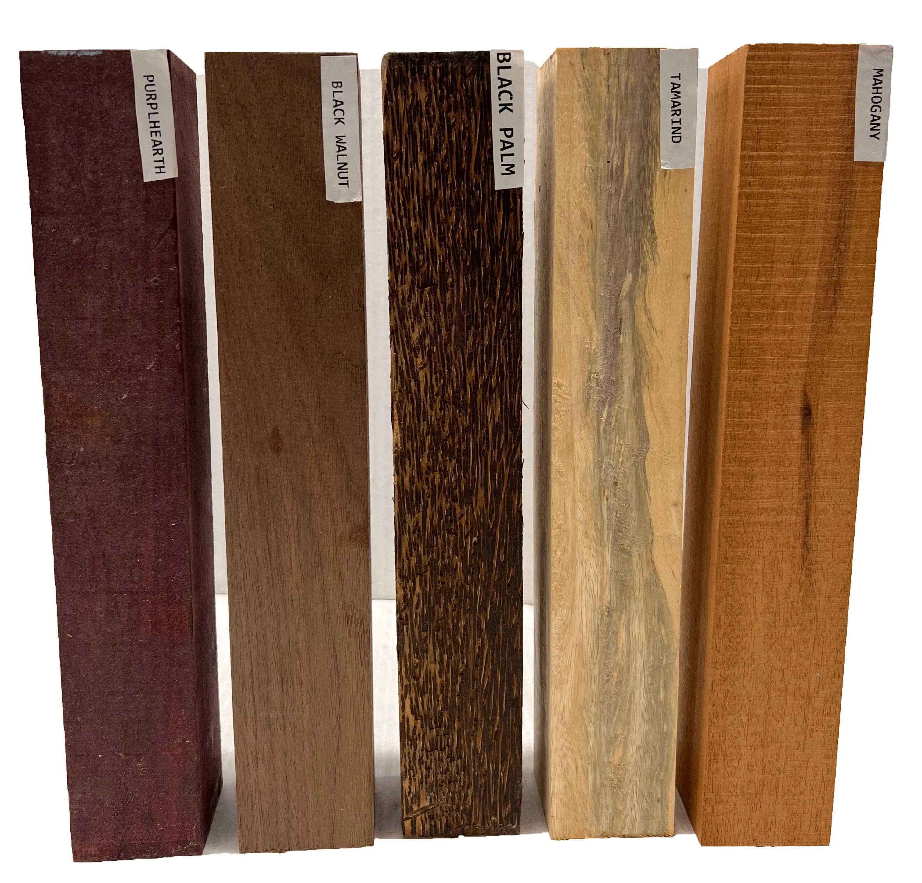 Pack Of 5, Turning Wood Blanks 2" x 2" x 18" | (Tamarind, Black Palm, Mahogany, Purpleheart, Walnut) - Exotic Wood Zone - Buy online Across USA 