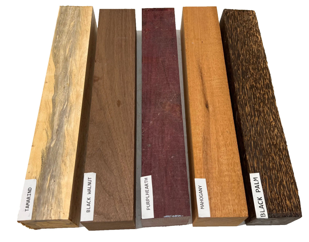 Pack Of 5, Turning Wood Blanks 2" x 2" x 18" | (Tamarind, Black Palm, Mahogany, Purpleheart, Walnut) - Exotic Wood Zone - Buy online Across USA 