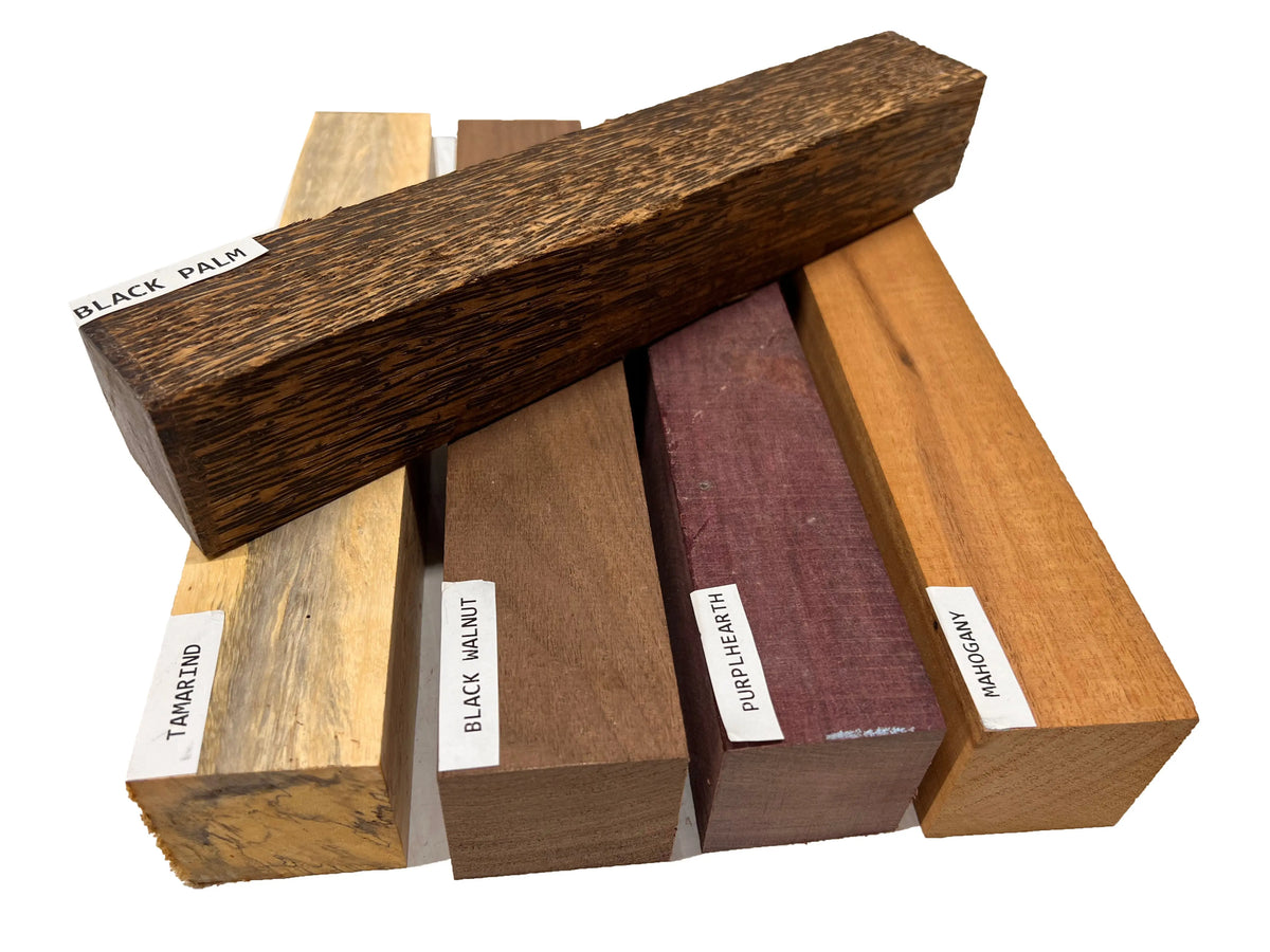 Pack Of 5, Turning Wood Blanks 2" x 2" x 18" | (Tamarind, Black Palm, Mahogany, Purpleheart, Walnut) - Exotic Wood Zone - Buy online Across USA 